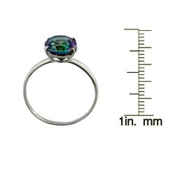 10k White Gold Oval-cut Created Mystic Green Topaz Solitaire Ring