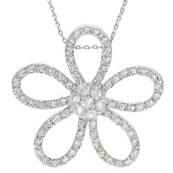 Journee Collection Silvertone Cubic Zirconia Flower Necklace