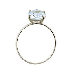 10k White Gold Oval-cut Clear Cubic Zirconia Solitaire Ring