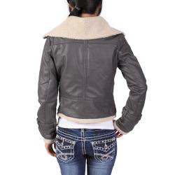 Ci Sono by Journee Junior's Wool Accent Faux Leather Zippered Jacket