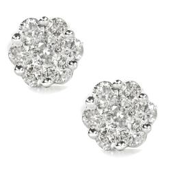 14k Gold 3/4ct TDW Cluster Diamond Earrings (J-K, I1-I2)