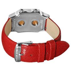 Philip Stein Women's 'Signature' Red Leather Strap Dual Time Watch