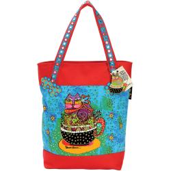 Laurel Burch 'A Cup of Good Cheer' Large Magnetic Snap Tote