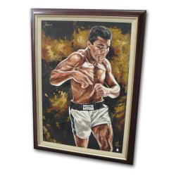 Muhammad Ali Hand Embellished Autographed Framed Canvas