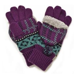 Muk Luks Girl's Plaid Fairisle Flap-over Mitten Gloves