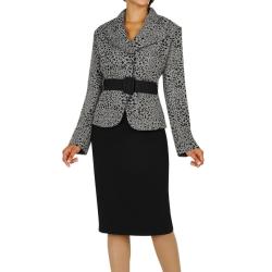 Divine Apparel Belted Animal Print Skirt Suit