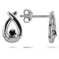 10k White Gold 1/6ct TDW Black Diamond Open Teardrop Earrings