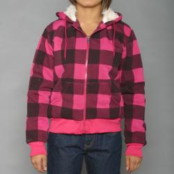 Level Sportswear Women's Fuchsia/Black Plaid Hoodie Jacket 
