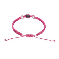 Hematite and White Crystal Pink Bracelet