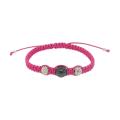 Hematite and White Crystal Pink Bracelet