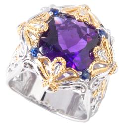 Michael Valitutti Two-tone Amethyst and Blue Sapphire Ring