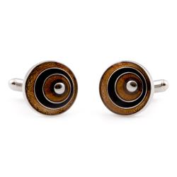 Cuff Daddy Silvertone Black and Gold Cuff Links