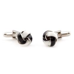 Cuff Daddy Silvertone Black and White Knot Cuff Links