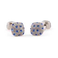Cuff Daddy Silvertone Blue Crystal Pave Cuff Links
