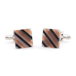 Cuff Daddy Silvertone Semi Transparent Glass Cuff Links