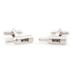 Cuff Daddy Silvertone Wine Bottle Cufflinks