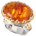 Michael Valitutti Two-tone Baltic Amber and Sapphire 'Statue of Liberty Torch' Ring
