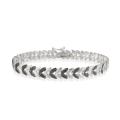 Sterling Silver Black Diamond Accent Leaf Bracelet