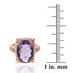 Glitzy Rocks Rose Goldplated Amethyst and Cubic Zirconia Ring