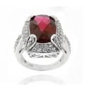 Glitzy Rocks Rhodium-plated Lab-created Ruby and Cubic Zirconia Ring