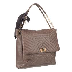 Lanvin Taupe Soft Crackled Happy Shoulder Bag