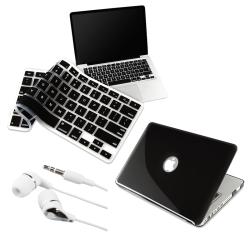 Black Hard Case/ Keyboard Cover/ Headset for Apple MacBook Pro 13-inch