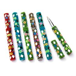 Set of Six (6) Beaded and Mirrored Ink Writing Pens (India)