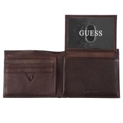 Guess Men's Textured Bi-Fold Passcase Wallet