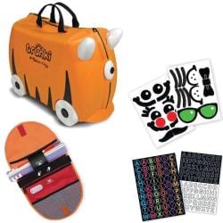 Melissa and Doug Trunki  Kids Carry-On Luggage Orange/Saddle Bag/Sticker Set