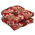 Pillow Perfect Outdoor Red/ Brown Floral Seat Cushions (Set of 2)