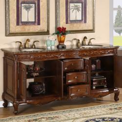  Stone Counter Top Double Sink Cabinet 72-inch Bathroom Vanity