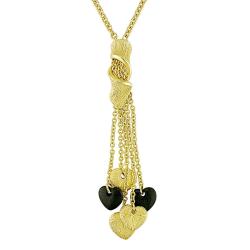 18k Yellow Gold Onyx Heart Charm Necklace