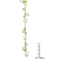 14k Yellow Gold Blue Topaz and Freshwater Pearl Necklace (5-9mm)