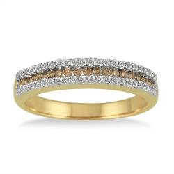 10k Gold 2/5ct TDW Champagne and White Diamond Ring (I-J, I1-I2)