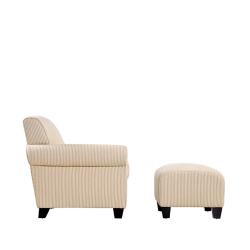 Portfolio Mira Sand Stripe Transitional Arm Chair and Ottoman