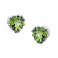 Sterling Silver Peridot Heart Earrings