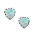 Sterling Silver Opal Heart Earrings