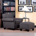 Portfolio Mira Smoky Brown Linen Transitional Arm Chair and Ottoman