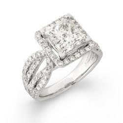 14k White Gold 4 2/5ct TDW Princess-cut Diamond Engagement Ring (H-I, I1)