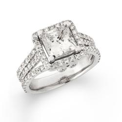 14k White Gold 3 1/4ct TDW Princess-cut Diamond Engagement Ring (F-G, I1)