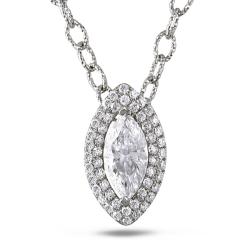 14k White Gold 1 1/4ct TDW Certified Diamond Necklace (E-F, VS2) (GIA)