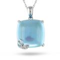 10k White Gold 20 ct Blue Topaz and Diamond Accent Necklace (H-I, I2-I3)