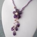 Pearl and Amethyst Flower Purple Necklace (3-9 mm)(Thailand)