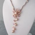 Pearl and Crystal Silk Pink Star Flower Necklace (4-10 mm)(Thailand)