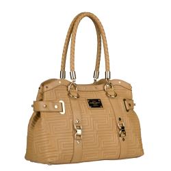 Versace Beige Leather Stitched Satchel