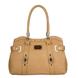Versace Beige Leather Stitched Satchel