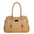 Versace Beige Leather Stitched Satchel