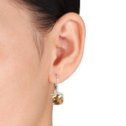 Sterling Silver Citrine and 1/5ct TDW Earrings (G-H, I3)