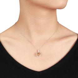 Sterling Silver Citrine and 1/10ct TDW Diamond Necklace (G-H, I3)