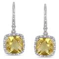Sterling Silver Citrine and 1/5ct TDW Earrings (G-H, I3)